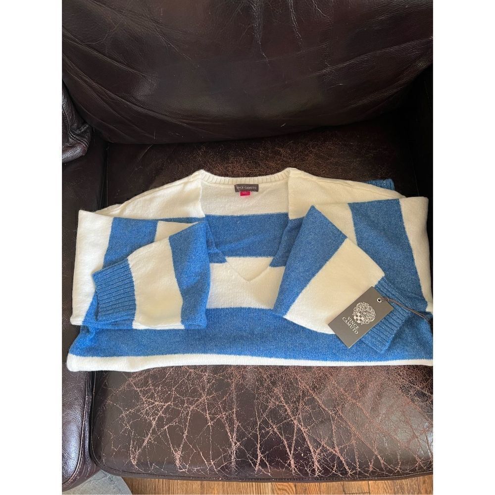 Vince Camuto Oversized Striped Vneck Sweater